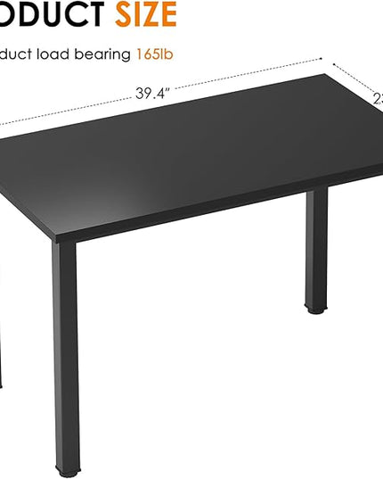 Need Small Desk, 39.4 inches Sturdy Writing Desk for Small Spaces, Small Computer Desk Teens Desk Study Table Laptop Desk Home Ofice Desk, Black Metal Frame, Black - LeafyLoom