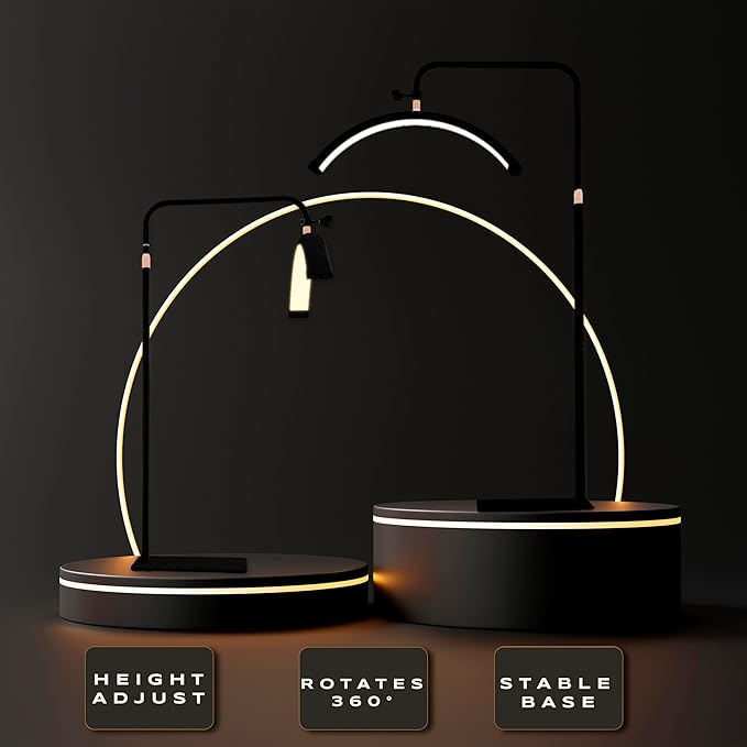 LED Floor Light, Half Moon Lamp for Lash Extension, Lighting for Beauty, Skincare, Lashes, Eyebrows, Filming Content Creation-Modern Black - LeafyLoom