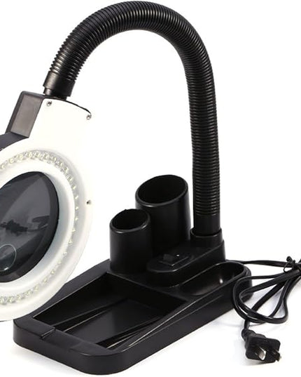 Magnifier with Light and Stand,Adjustable 40 LED Magnifying Desk Lamp Light Magnifier & Desk Lamp Illuminated Lighting 5X 10X Stand Magnifier Crafts Glass Tabletop Lamp with Pen Container - LeafyLoom