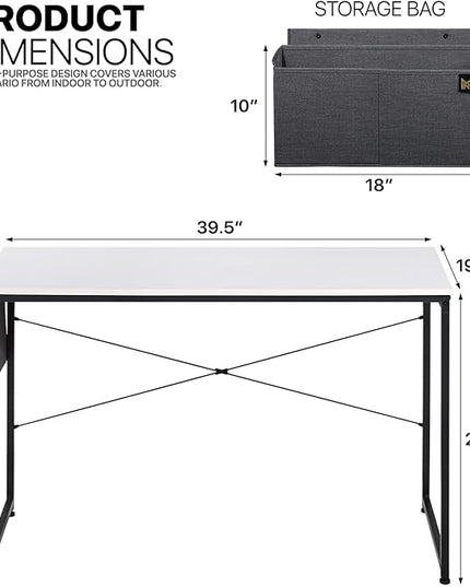 MoNiBloom Computer Desk 40 Inches with A Storage Bag, Student Laptop Writing Desks for Samll Space Home Office, White - LeafyLoom