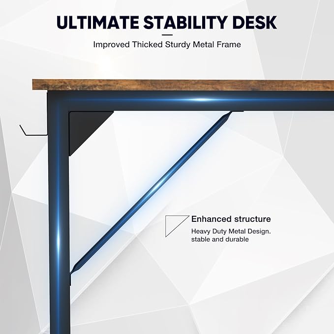 DUMOS 32 Inch Office Small Computer Desk Modern Simple Style Writing Study Work Table for Home Bedroom - Rustic Brown - LeafyLoom