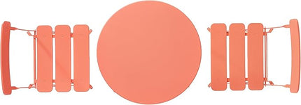 Crosley Furniture CF7390-CO Karlee Retro Metal Indoor/Outdoor 3-Piece Bistro Set with Table and 2 Chairs, Coral - LeafyLoom