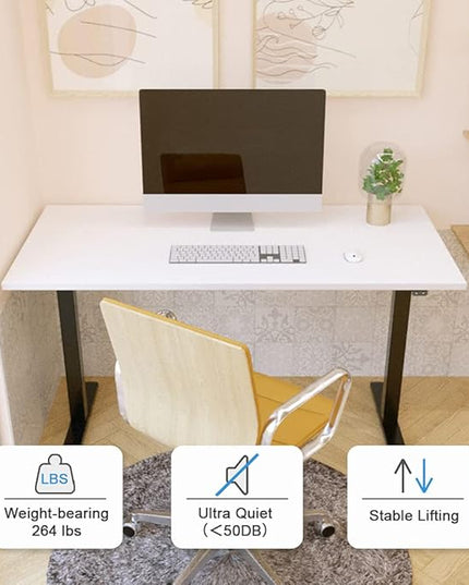 Electric Standing Desk Frame, Dual Motor Height Adjustable Desk Base for Home and Office (Black Frame + Motors + Control Panel) - LeafyLoom
