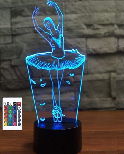 FXUS 3D Ballet Dancer Girl Lamp Night Light 16 Color Change LED Remote Control Table Desk Lamp Home Decoration Toy Birthday Xmas Kid Children Gift - LeafyLoom