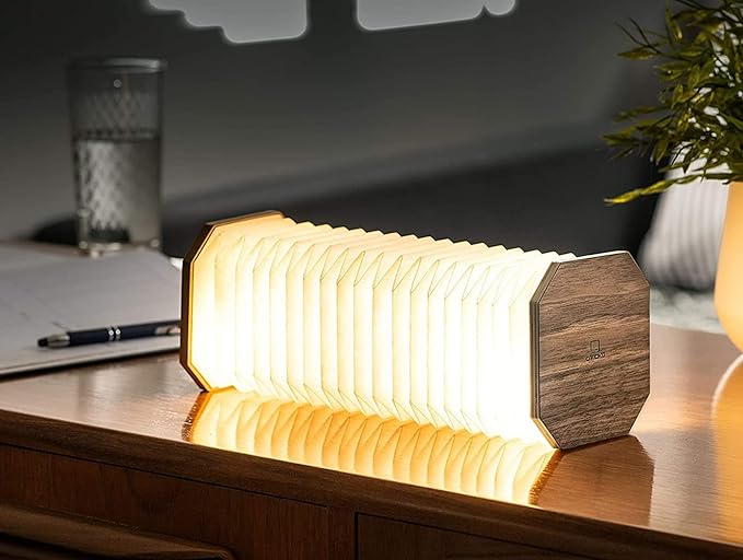 Gingko Natural Walnut Wood Smart Accordion Lamp - LeafyLoom