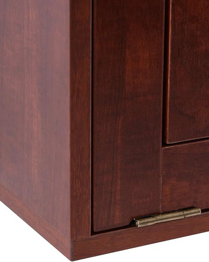 HOMCOM Compact Fold Out Wall Mounted Convertible Desk with Storage, Mahogany - LeafyLoom