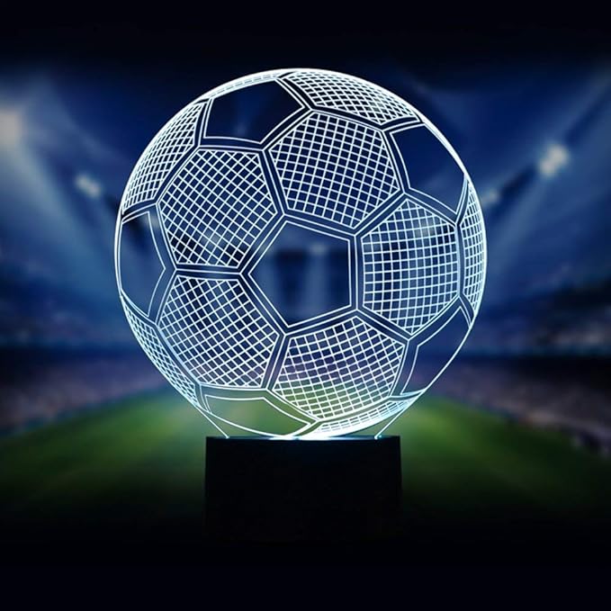 Wiscky Soccer Night Lights for Kids 3D Illusion Football Lights Lamp 7 LED Colors Changing Touch Table Desk Lamps Decorative Lighting Cool Toys Gifts Birthday Holiday Xmas Gifts Sports Theme Fans - LeafyLoom