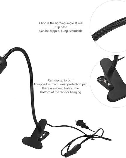 E27/E26 Clip Desk Lamp Light Socket, Desk Light Adapter Eye 360 ° Flexible Gooseneck Clip Light Bulb Holder for Desk Office Clamp Light Bulb Stand with On/Off Switch(#1) - LeafyLoom
