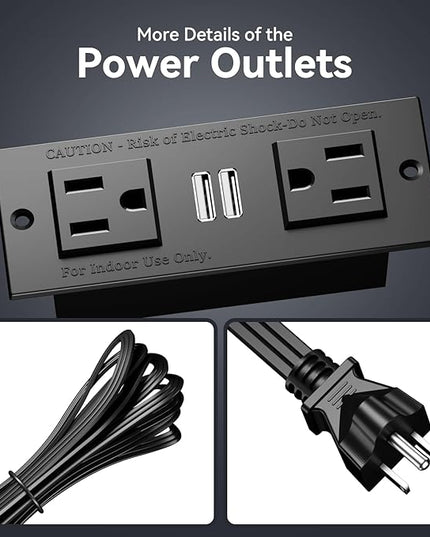 Furologee Charging Station for Black 2 Penson Desk with LED Lights and Monitor Stand - LeafyLoom