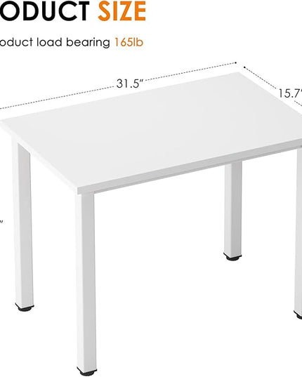 Need Small Desk, 31.5 inch Sturdy Writing Desk for Small Spaces, Small Computer Desk Teens Desk Study Table Laptop Desk Home Ofice Desk, White - LeafyLoom