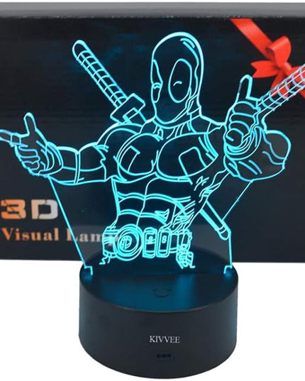 VALEN 3D Desk lamp Acrylic Deadpool Night Light 7 Color Change Furniture Decorative Colorful Gift Household Accessories Boy Toys - LeafyLoom