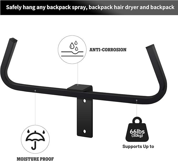 Backpack Sprayer Wall Mount Rack Hanger Backpack Leaf Blower Rack Holder Garden Tool Garage Organizer and Storage,Hunting Pack Storage Tactical Gear Stand (2 PCS) - LeafyLoom