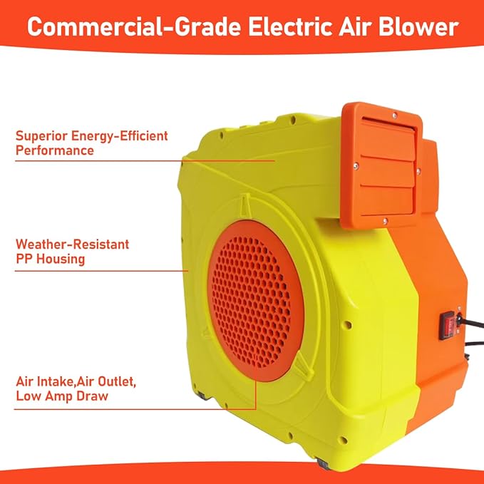 Inflatable Bounce House Blower,1400W-1600W,1.7 HP & 2 HP Dual Speed Inflatable Blower,Powerful Bounce House Air Blower Fan for Large Inflatable Bounce House, Bouncy Castle and Slides - LeafyLoom