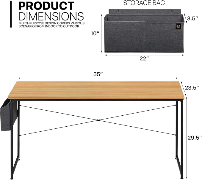 MoNiBloom Computer Desk, Modern Simple Style Laptop Table for Reading Writing Livingroom Bedroom - Light Walnut - LeafyLoom
