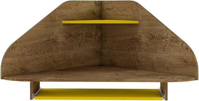 Manhattan Comfort Bradley Mid Century Modern Home Office Floating Cubicle Section Study Desk, 2 Piece, Rustic Brown/Yellow - LeafyLoom