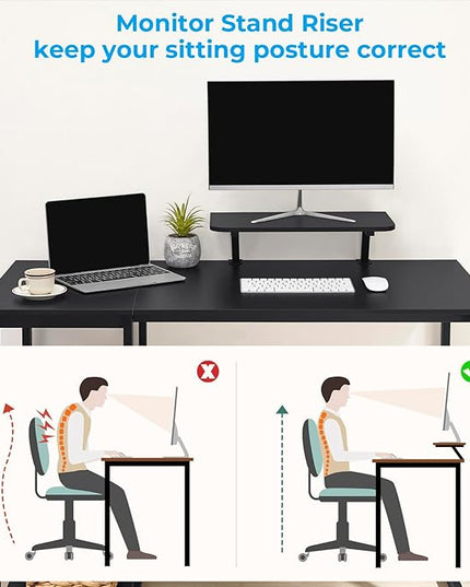 GreenForest Computer Desk with Monitor Stand,39 inch Small Desk with Reversible Storage Shelves,Gaming Desk for Small Spaces Home Office Writing Desk Study Table,Black - LeafyLoom