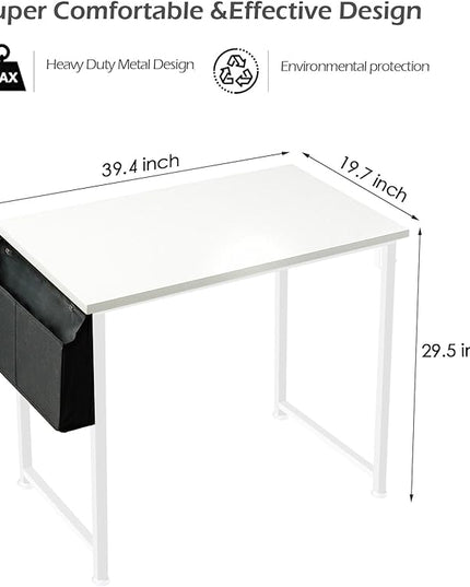 Lufeiya White Computer Desk for Bedroom - 40 inch Simple Modern Study Table Kid Girls Student Home Office Writing Desk, White - LeafyLoom