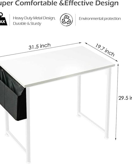 Lufeiya White Small Desk for Bedroom - Student Kids Study Writing Table for Home Office Bedroom Small Spaces 32 Inch Modern Mini Laptop PC Computer Desks, White - LeafyLoom