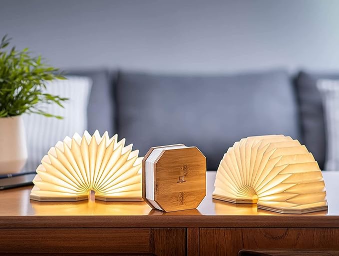Gingko Natural Walnut Wood Smart Accordion Lamp - LeafyLoom