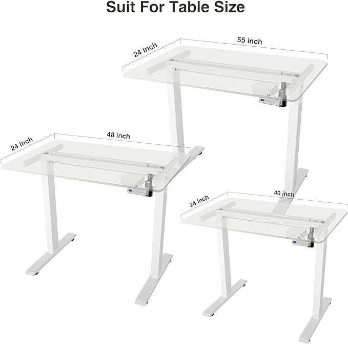 Electric Height Adjustable Stand up Desk Home Office Ergonomic Computer Workstation(Frame Only) - LeafyLoom