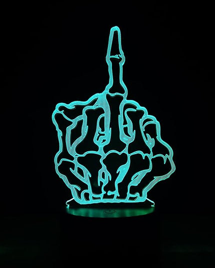 Middle Finger 3D Optical Illusion LED Night Light, Boy Girl Kids Baby Sleep Desk Lamp Touch Control 7 Color Change USB Powered for Home Decorations or Holiday Gifts - LeafyLoom