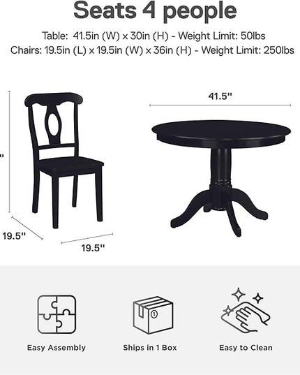 DOREL Living Aubrey 5 piece Traditional Height Pedestal Dining Set - LeafyLoom