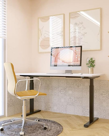 Electric Standing Desk Frame, Dual Motor Height Adjustable Desk Base for Home and Office (Black Frame + Motors + Control Panel) - LeafyLoom