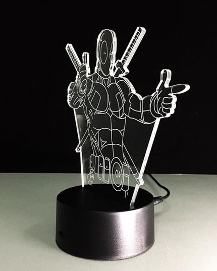 VALEN 3D Desk lamp Acrylic Deadpool Night Light 7 Color Change Furniture Decorative Colorful Gift Household Accessories Boy Toys - LeafyLoom