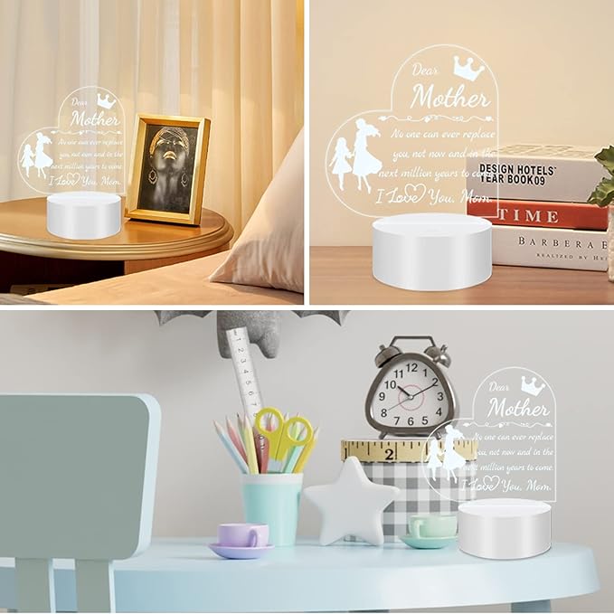 Mom Gift from Daughter Son, Unique Birthday Thanksgiving Christmas Gifts for Mom, Personalized Engraved Acrylic Night Light Mom Gift, Mothers Day Gift Ideas - LeafyLoom