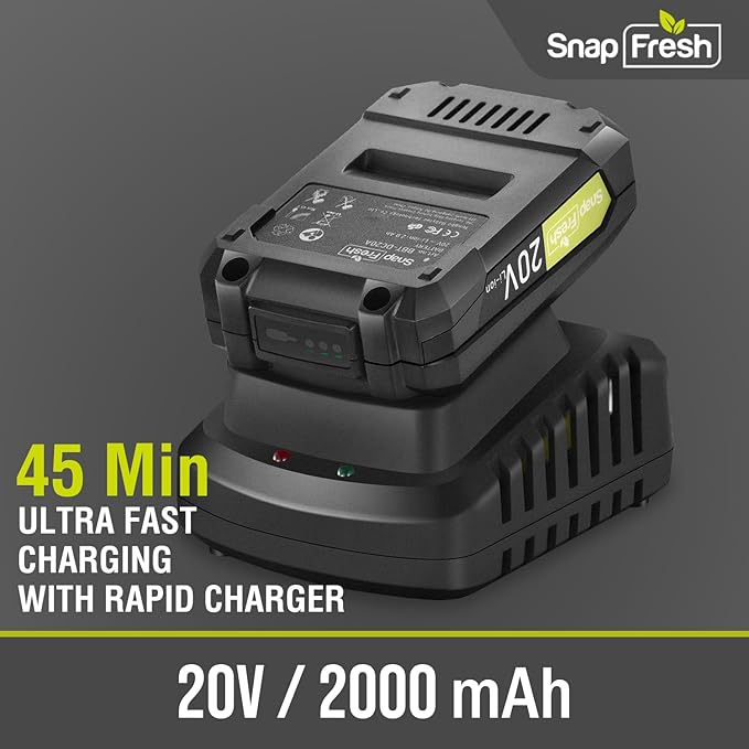 SnapFresh Leaf Blower - 20V Leaf Blower Cordless with Battery & Charger, Electric Leaf Blower for Lawn Care, Battery Powered Leaf Blower Lightweight for Snow Blowing(Yellow) - LeafyLoom