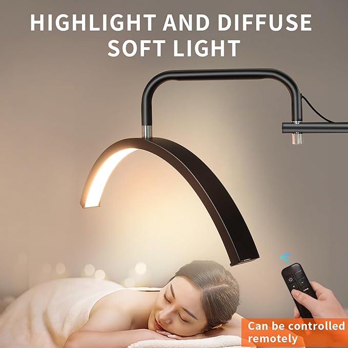Lash Light Eyelash LED Floor Light Moon Light lash tech for Lash Extension, Half Moon Light for Beauty - Skincare,Lashes,Eyebrows,Facial,Tattoo, Adjustable Brightness for Lash lamp (Black) - LeafyLoom
