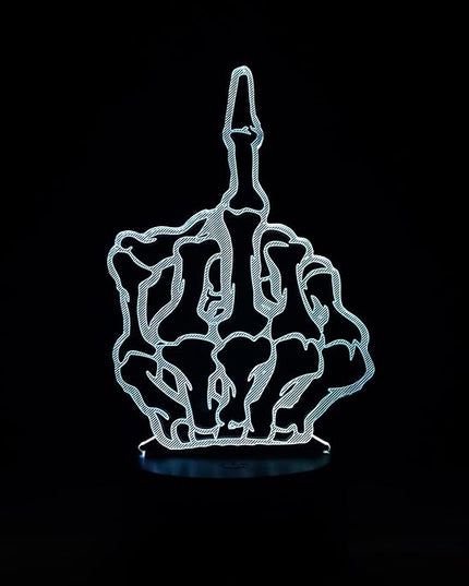 Middle Finger 3D Optical Illusion LED Night Light, Boy Girl Kids Baby Sleep Desk Lamp Touch Control 7 Color Change USB Powered for Home Decorations or Holiday Gifts - LeafyLoom