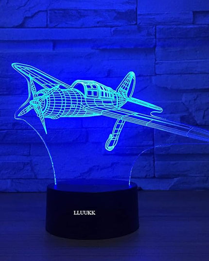 Visual 3D Night light Desk Lamp Plane Aircraft Airplain toys Table decoration household accessories Kids gift boys festival - LeafyLoom