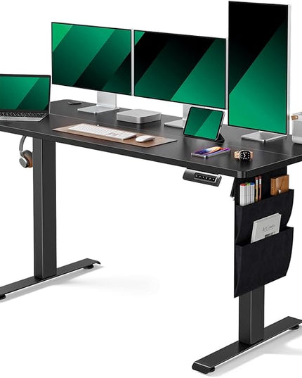 Marsail Standing Desk Adjustable Height, 55x24 Inch Electric Standing Desk with Storage Bag, Stand up Desk for Home Office Computer Desk Memory Preset with Headphone Hook - LeafyLoom