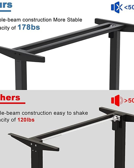 Monomi Electric Height Adjustable Standing Desk, 48x24 Inches, Ergonomic Home Office Sit/ Stand Up Desk (Black Steel Frame/Rustic Brown Top) - LeafyLoom