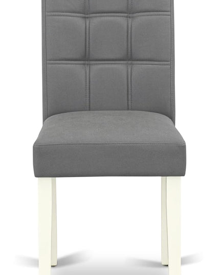 East West Furniture ANAS3-LWH-41 Antique 3 Piece Kitchen Set consists A Wooden Table and 2 Platinum Gray Faux Leather Person Chairs with Stylish Back, Linen White Finish, 36x36 Inch - LeafyLoom