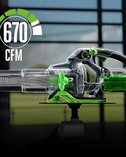 EGO LB6703 670 CFM 180 MPH 56V Lithium-Ion Cordless Electric Variable-Speed Blower Kit with 4.0Ah Battery and 320W Charger Included, Black - LeafyLoom