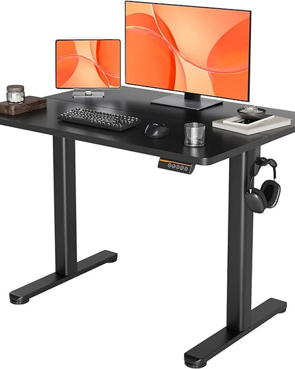 Electric Standing Desk, Adjustable Height Stand up Desk, 40x24 Inches Sit Stand Home Office Desk with Splice Board,Black Top - LeafyLoom