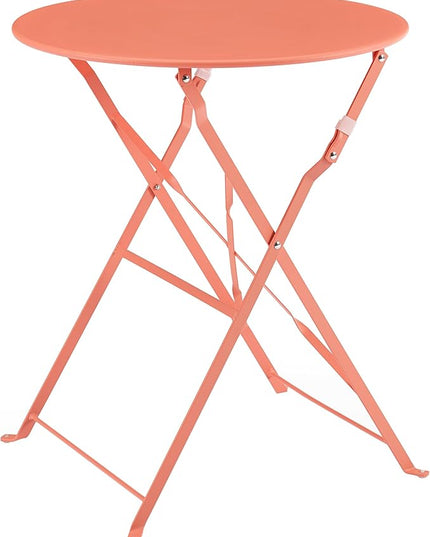 Crosley Furniture CF7390-CO Karlee Retro Metal Indoor/Outdoor 3-Piece Bistro Set with Table and 2 Chairs, Coral - LeafyLoom