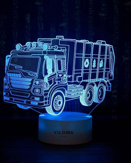 Garbage Truck Car Gift Night Lights for Kids 3D Lamp LED Desk Lamps for Boys Decor Bedroom Room USB plugs 7 Color Gradual Changing Truck Light or Birthday Xmas Party Festival Decor Children Gifts - LeafyLoom