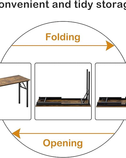 Need Home Office Desk Large Computer Desk 60 inch Sturdy Table Foldable Desk Gaming Computer Table No Assembly Required, Rustic Brown&Black Frame AC5FB(152.4 * 60) - LeafyLoom