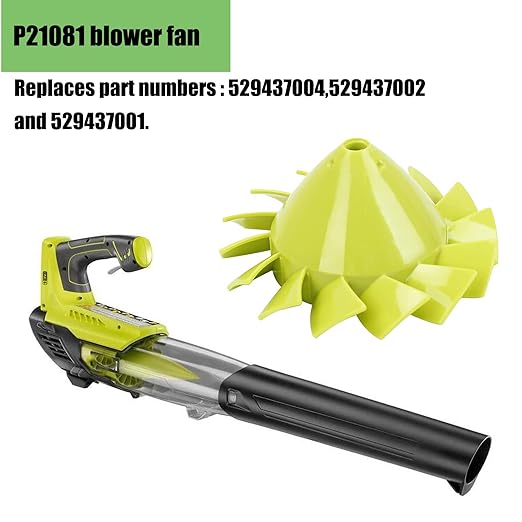 Blower Fan Blade 529437004 for Ryobi 18 Volt Blower Fan P2108 P21081 P21081VN P21081VNM Fits Ryobi Leaf Blower Part 529437004 529437003 529437001(W/Insert Nut)- 2 Pack - LeafyLoom