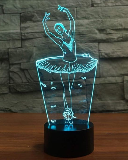 FXUS 3D Ballet Dancer Girl Lamp Night Light 16 Color Change LED Remote Control Table Desk Lamp Home Decoration Toy Birthday Xmas Kid Children Gift - LeafyLoom