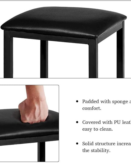 ARLIME 3-Piece Dining Table Set, 2 Chairs and 1 Table with Faux Marble Tabletop, Indoor Modern Dining Table Furniture Set with Metal Frame, for Kitchen, Dining Room, Bar (Black) - LeafyLoom