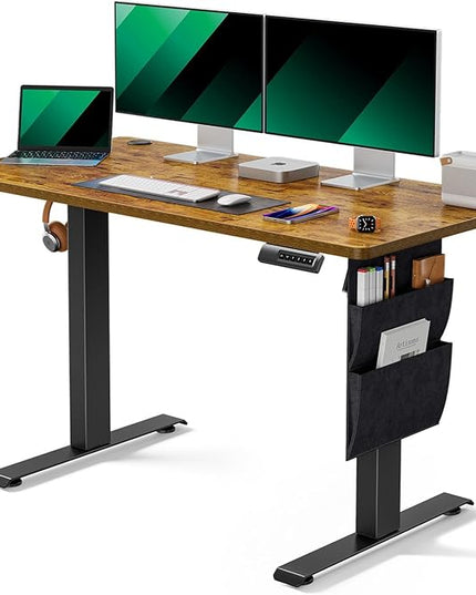 Marsail Standing Desk Adjustable Height, 48x24 Inch Electric Standing Desk with Storage Bag, Stand up Desk for Home Office Computer Desk Memory Preset with Headphone Hook - LeafyLoom