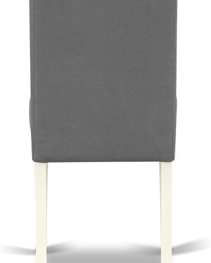 East West Furniture ANAS3-LWH-41 Antique 3 Piece Kitchen Set consists A Wooden Table and 2 Platinum Gray Faux Leather Person Chairs with Stylish Back, Linen White Finish, 36x36 Inch - LeafyLoom