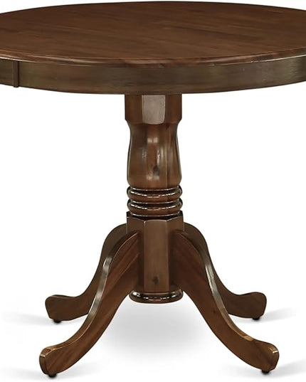 East West Furniture ANAS5-AWA-27 5 Piece Mid Century Dining Set Includes A Dinner Table and 4 Light Gray Faux Leather Parsons Chairs, Antique Walnut, 36x36 Inch - LeafyLoom