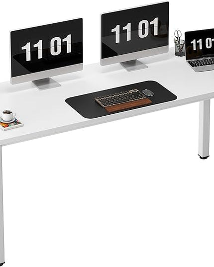 Need 63 Inch Large Computer Desk - Modern Simple Style Home Office Desk Gaming Desk, Basic Writing Table for Study Student, White Desk - LeafyLoom