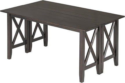 Kitchen 6-Piece Wooden Foldable Dining Table Set with Bench and 4 Padded Chairs, Space-Saving, Espresso - LeafyLoom