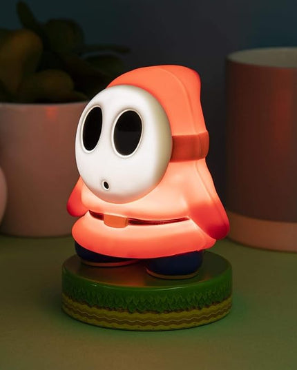Paladone Super Mario Shy Guy 3D Icon BDP | Officially Licensed Nintendo Collectable | Unique Gift Idea | Bright Night Light or Desk Lamp | Battery Powered by 2 x AAA, White - LeafyLoom